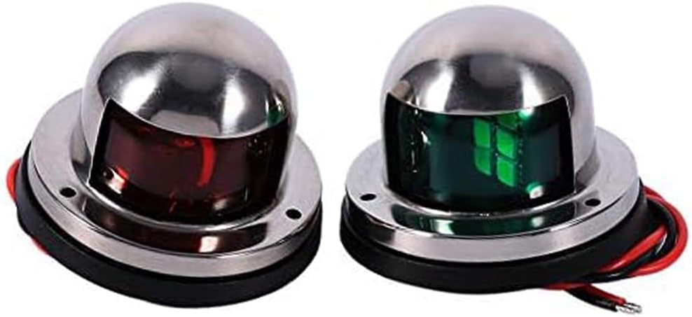 Seamax 1 Pair LED Boat Navigation Lights Red & Green, 12V Marine Bow Lights, Stainless Steel Waterproof Running Lights for Pontoon Boats, Yachts, Sailboats and Fishing Boats