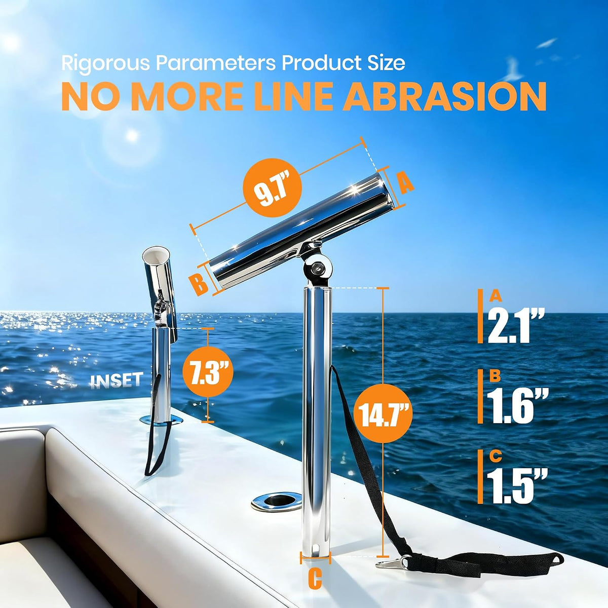 Seamax Outrigger Fishing Rod Holders for Trolling 2 Pack,Stainless Steel Fishing Pole Holder Outrigger for Marine Yacht, Boat, Kayak, Camper, Truck, RV