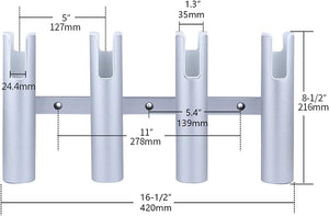 Seamax Wall-Mounted Aluminium Fishing Rod Holder for Boat, 4 Tube Linked Fishing Rod Rack , Holds 4 Rods, 4 Fishing Pole Holders for Marine Boat Yacht Truck