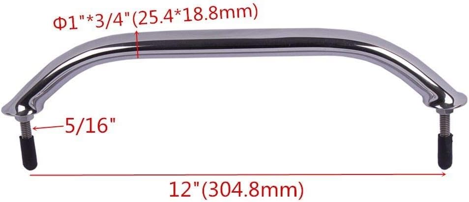 Seamax 2PCS Boat Handrail Grab Handle Polished Stainless Steel Round Tube
