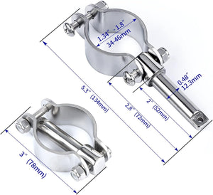 Seamax 2X Stainless Steel Clamp on Oarlocks or Rowlocks,Boat Oarlock Socket Marine Yacht