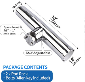 Seamax 2PCS Tournament Style 360 Adjustable Fishing Rod Holder Clamp on Marine Boat Rail 7/8" to 1"
