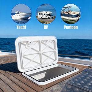 Seamax 24"x14" Marine Boat Deck Hatch, Boat Access Hatch & Lid (White)