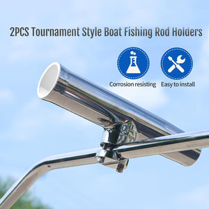 Seamax 2PCS Tournament Style 360 Adjustable Fishing Rod Holder Clamp on Marine Boat Rail 7/8" to 1"
