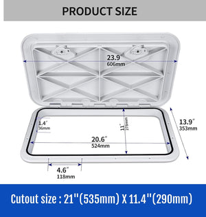 Seamax 24"x14" Marine Boat Deck Hatch, Boat Access Hatch & Lid (White)