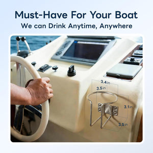 Seamax 4 PCS Boat Cup Holder,Premium Wall Mounted Stainless Steel Holders for Beverage Bottles Cans Mugs, Cup Holders for RV Yacht, Silver