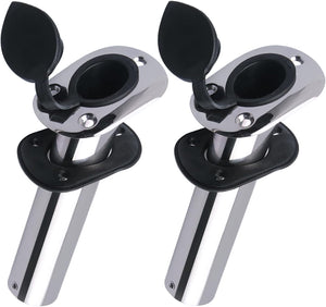 Seamax 2Pcs Boat Stainless Steel Fishing Rod Holder Flush Mount 30 Degree with PVC Cap, Inner Tube and Gasket