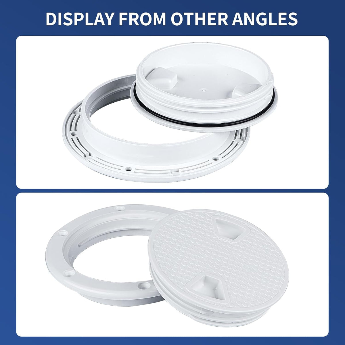 Seamax Boat Hatch White 4" 6" Round Non Slip Inspection Hatch w/Detachable Cover for Marine Boat Yacht Truck RV