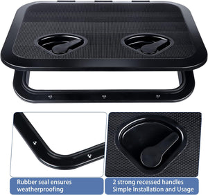 Seamax 17.3“×12.4" Marine Deck Access Hatch, Rectangle Boat Hatch & Lid, Boat Deck Hatch Lids (Black)