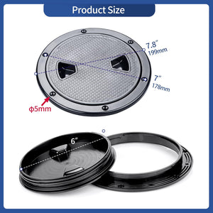 Seamax Boat Hatch Cover Black Round Non Slip Inspection Hatch w/Detachable Cover 4" 6" 8"