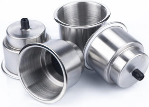 Seamax 4PCS Stainless Steel Cup Drink Holder with Drain Marine Boat Cup Holder Insert RV Camper