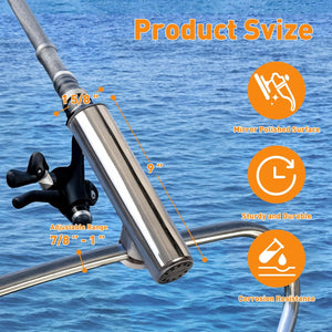 Seamax Clamp-on 7/8''-1'' Rail Mount Boat Fishing Rod Holder Marine 316 Stainless Steel