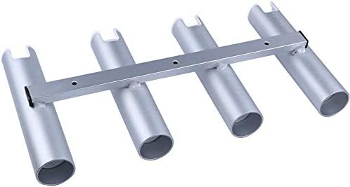 Seamax Wall-Mounted Aluminium Fishing Rod Holder for Boat, 4 Tube Linked Fishing Rod Rack , Holds 4 Rods, 4 Fishing Pole Holders for Marine Boat Yacht Truck