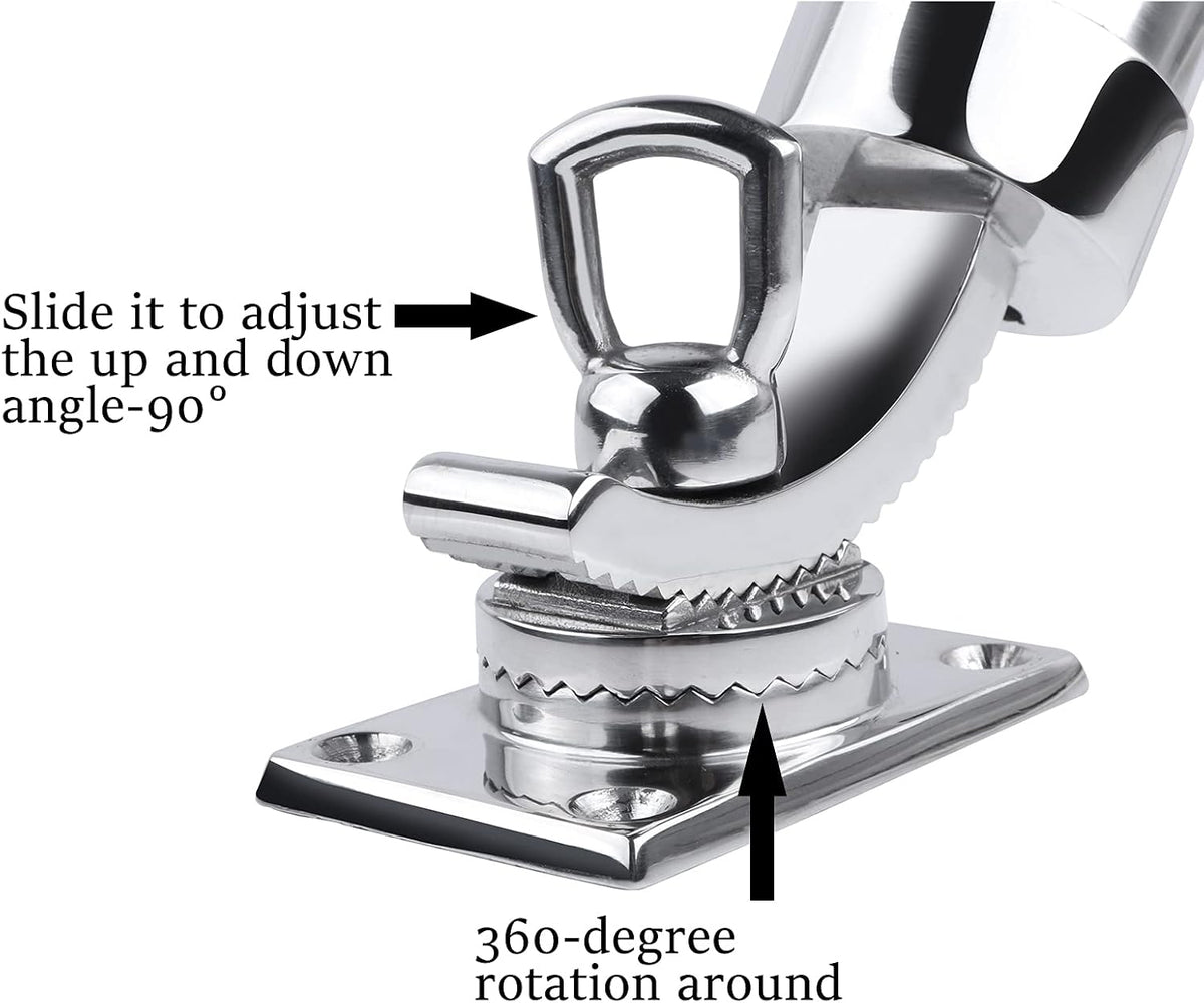 Seamax 360 Degree Adjustable Fishing Rod Holder Deck Mount Stainless Steel for Marine Boat Yacht