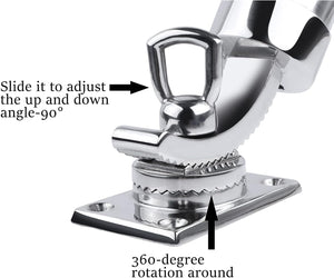 Seamax 360 Degree Adjustable Fishing Rod Holder Deck Mount 316 Stainless Steel for Marine Boat Yacht