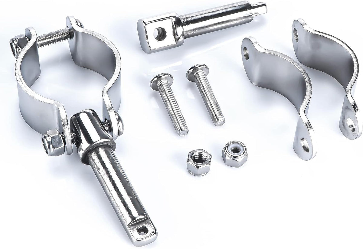Seamax 2X Stainless Steel Clamp on Oarlocks or Rowlocks,Boat Oarlock Socket Marine Yacht