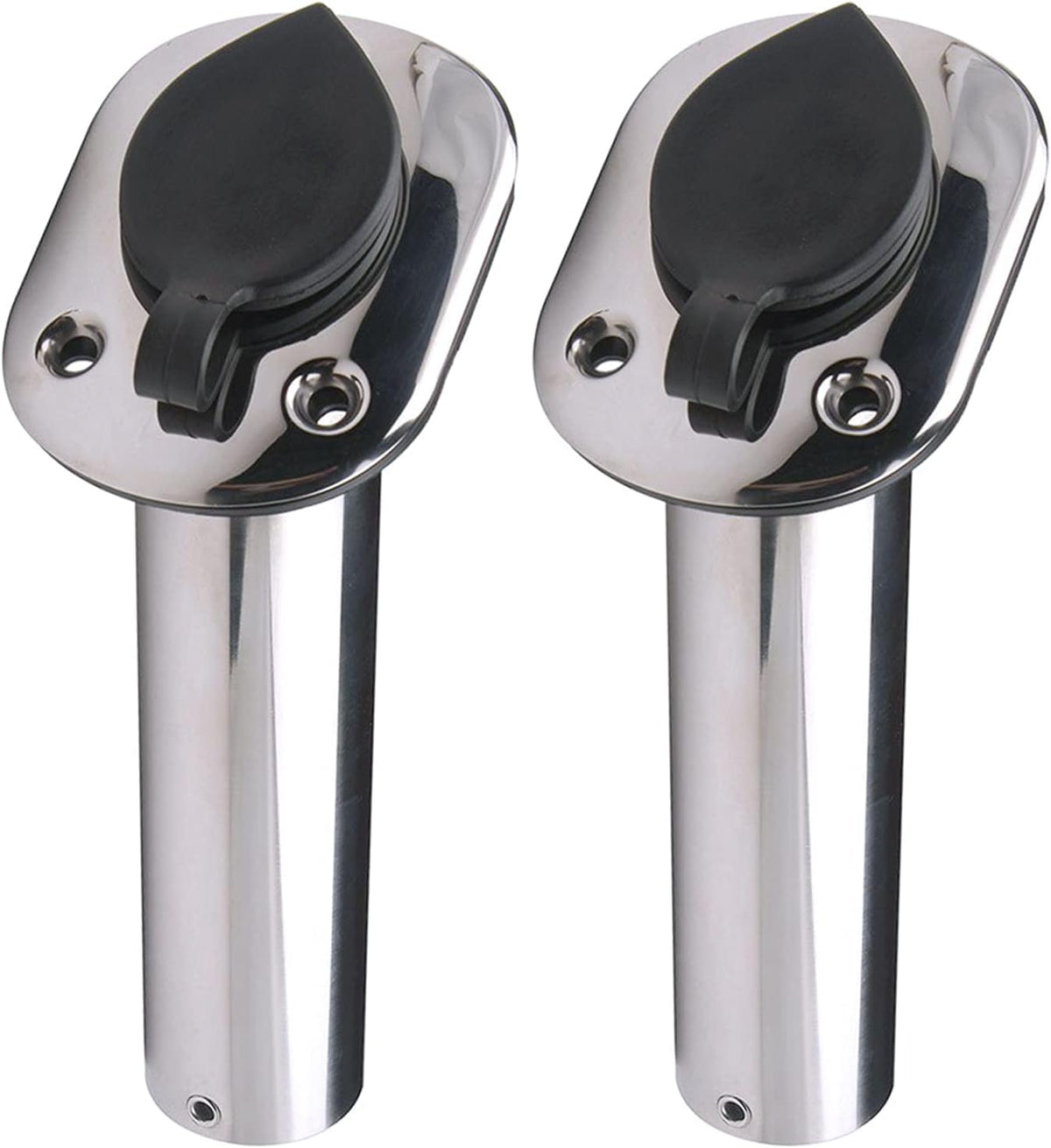 Seamax 2Pcs Boat Stainless Steel Fishing Rod Holder Flush Mount 30 Degree with PVC Cap, Inner Tube and Gasket