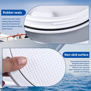 Seamax Boat Hatch White 4" 6" Round Non Slip Inspection Hatch w/Detachable Cover for Marine Boat Yacht Truck RV