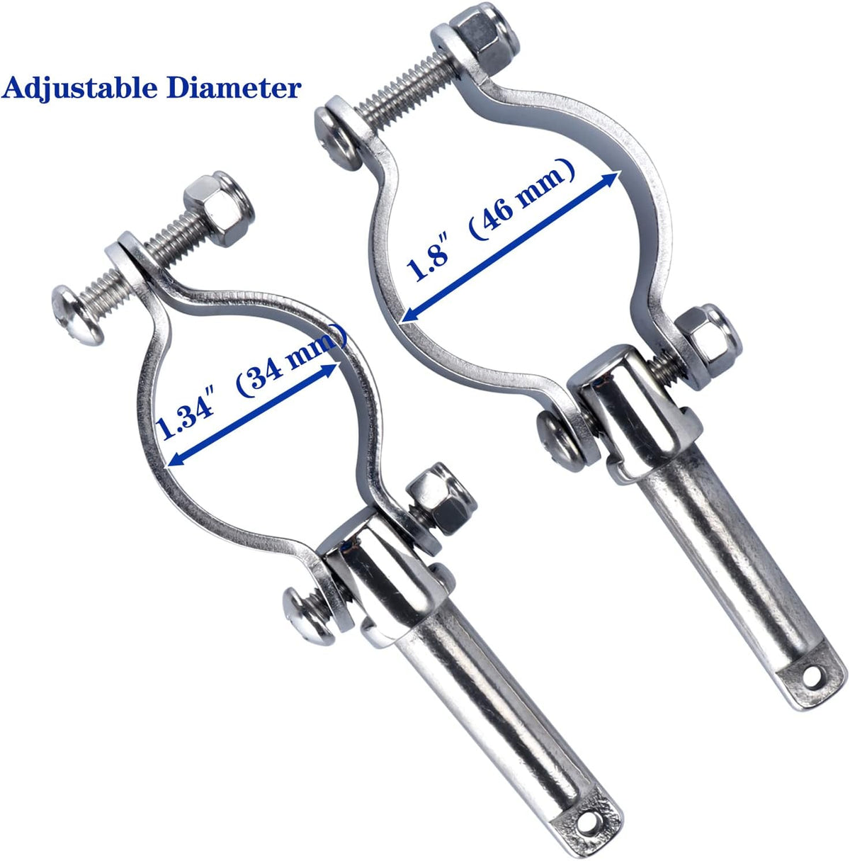 Seamax 2X Stainless Steel Clamp on Oarlocks or Rowlocks,Boat Oarlock Socket Marine Yacht