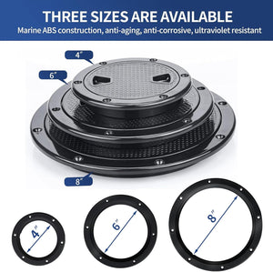 Seamax Boat Hatch Cover Black Round Non Slip Inspection Hatch w/Detachable Cover 4" 6" 8"