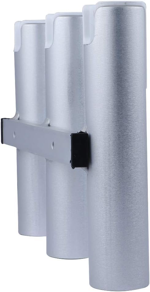 Seamax Wall Mount Fishing Rod Holder for Boat, Aluminium 3 Tubes Linked Fishing Rod Rack, Surf Fishing Pole Holders for Garage, Boat Rod Holder for Marine Yacht RV Home