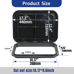 Seamax 17.3“×12.4" Marine Deck Access Hatch, Rectangle Boat Hatch & Lid, Boat Deck Hatch Lids (Black)