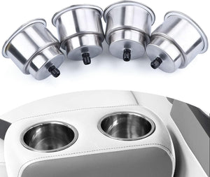 Seamax 4PCS Stainless Steel Cup Drink Holder with Drain Marine Boat Cup Holder Insert RV Camper