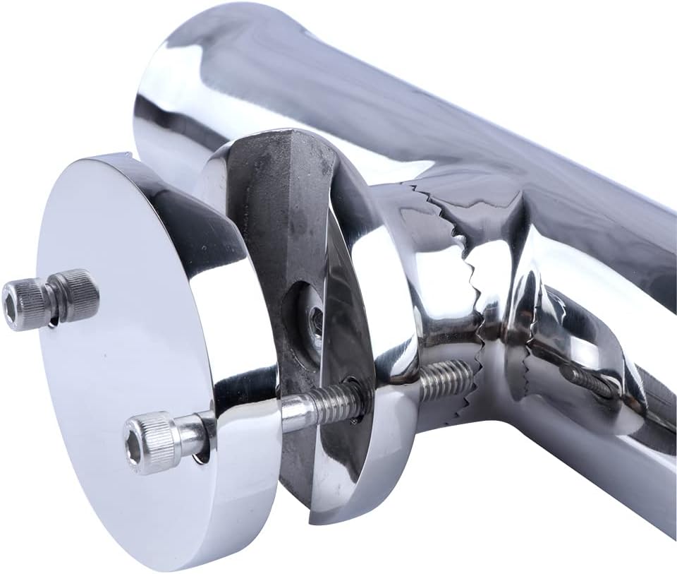 Seamax 316 Stainless Tournament Style Boat Fishing Holder Clamp on Fishing Rod Holder for Boat 1-1/4" to 2" Rail Gimbal Pin at Bottom - 2 pack