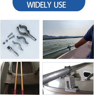 Seamax 2X Stainless Steel Clamp on Oarlocks or Rowlocks,Boat Oarlock Socket Marine Yacht