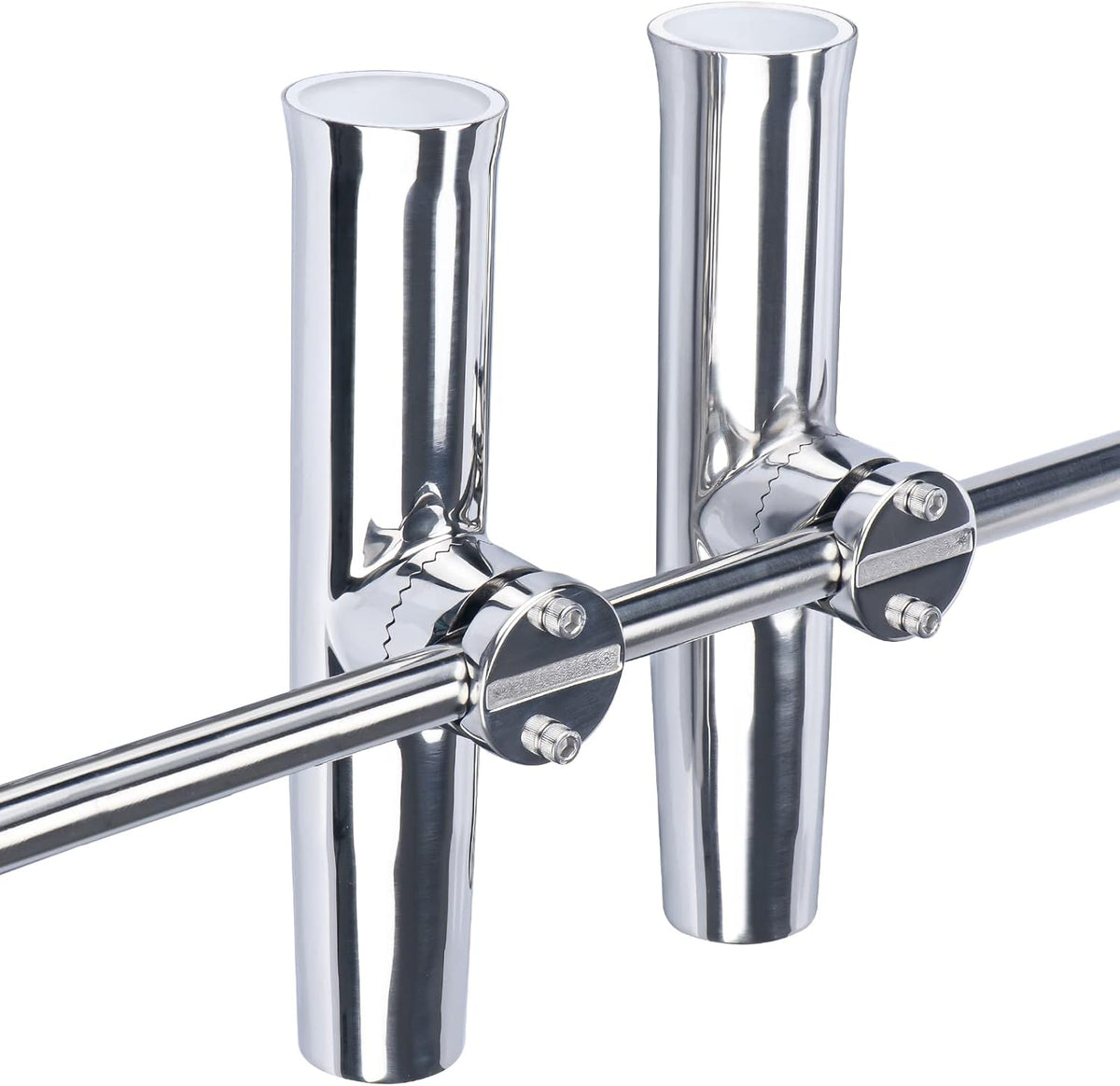 Seamax 2PCS Tournament Style 360 Adjustable Fishing Rod Holder Clamp on Marine Boat Rail 7/8" to 1"