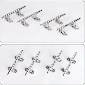 Seamax Stainless Steel Boat Cleats 4 inch 5 inch 6 inch Open Base Marine Grade Rope Cleat Mooring Accessories with Screws for Boats, Kayak, Dock