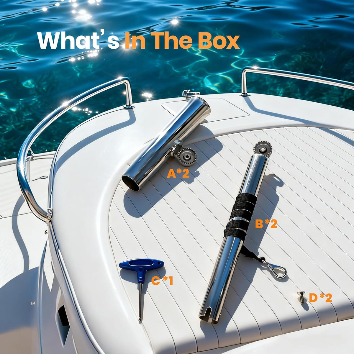Seamax Outrigger Fishing Rod Holders for Trolling 2 Pack,Stainless Steel Fishing Pole Holder Outrigger for Marine Yacht, Boat, Kayak, Camper, Truck, RV