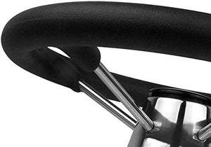 Seamax 13.5inch Boat Steering Wheel, Black PU Foam Cover & Center Cap, Stainless Steel 5 Spoke 25 Degree Destroyer Style for Boats, Yachts, Pontoon Boats