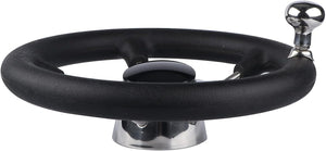 Seamax Stainless Steel 11" Boat Steering Wheel with Black Foam Grip, 5 Spoke Destroyer Control Wheel with Knob