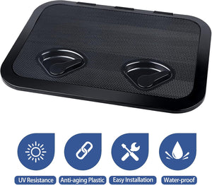 Seamax 17.3“×12.4" Marine Deck Access Hatch, Rectangle Boat Hatch & Lid, Boat Deck Hatch Lids (Black)