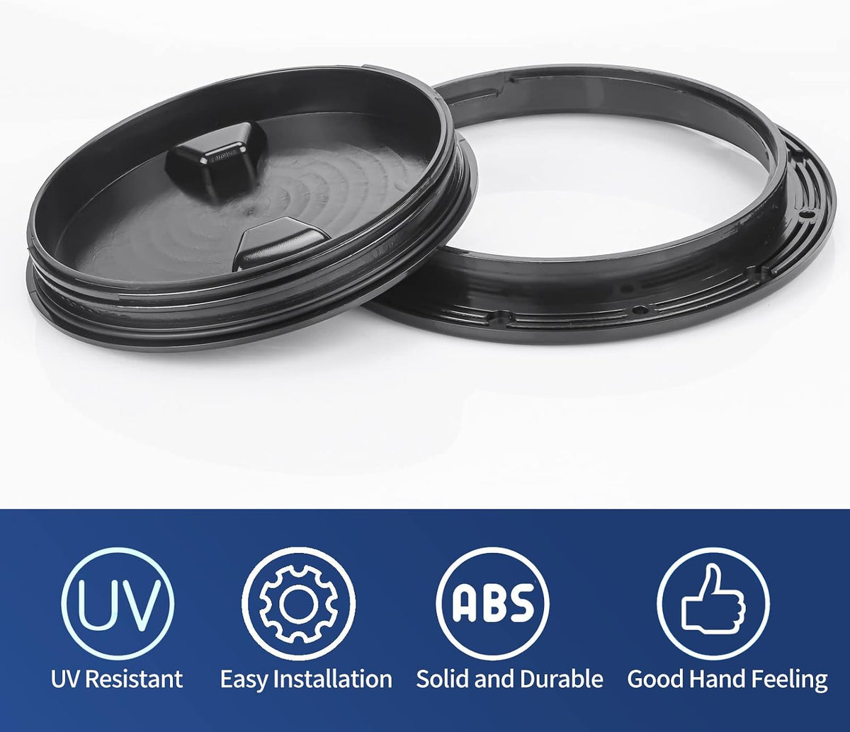 Seamax Boat Hatch Cover Black Round Non Slip Inspection Hatch w/Detachable Cover 4" 6" 8"