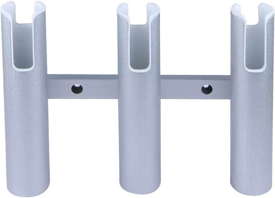 Seamax Wall Mount Fishing Rod Holder for Boat, Aluminium 3 Tubes Linked Fishing Rod Rack, Surf Fishing Pole Holders for Garage, Boat Rod Holder for Marine Yacht RV Home