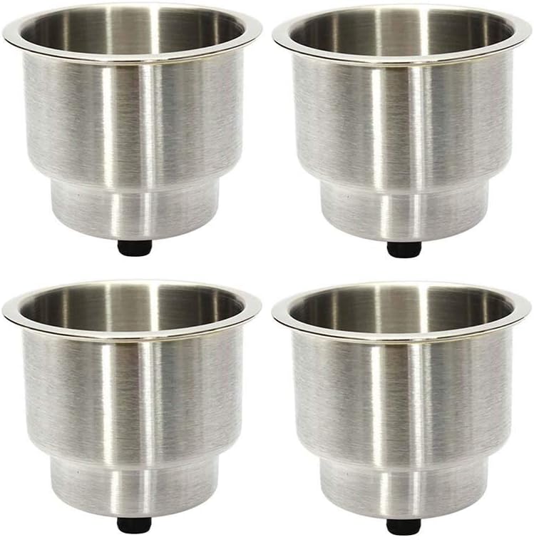 Seamax 4PCS Stainless Steel Cup Drink Holder with Drain Marine Boat Cup Holder Insert RV Camper