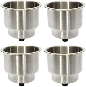 Seamax 4PCS Stainless Steel Cup Drink Holder with Drain Marine Boat Cup Holder Insert RV Camper