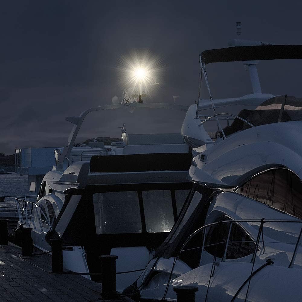 Seamax Anchor Light,White LED Stern Light for Boat 3 Nautical Mile Bimini Top Lights Fold Down Pontoon Light All Round 360 12~24V, 9''