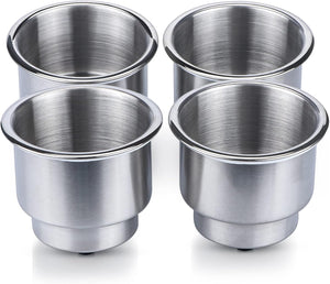 Seamax 4PCS Stainless Steel Cup Drink Holder with Drain Marine Boat Cup Holder Insert RV Camper