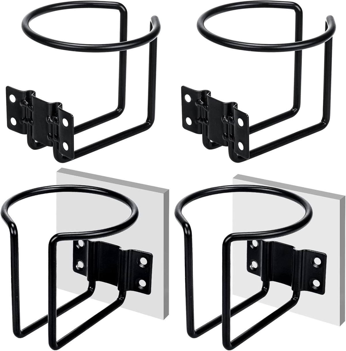 Seamax 4 pcs Stainless Steel Boat Cup Holder, Universal Drink Holders for Boat, Truck, RV, Tractor, Outdoor Wooden Swing, Black
