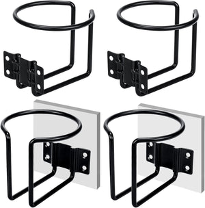 Seamax 4 pcs Stainless Steel Boat Cup Holder, Universal Drink Holders for Boat, Truck, RV, Tractor, Outdoor Wooden Swing, Black