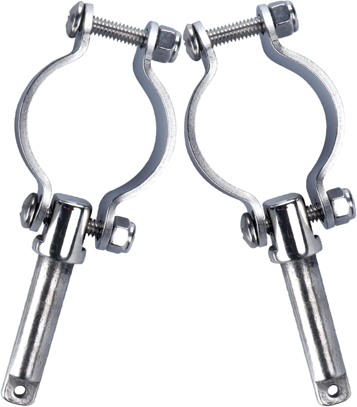 Seamax 2X Stainless Steel Clamp on Oarlocks or Rowlocks,Boat Oarlock Socket Marine Yacht