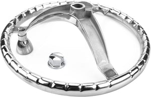 Seamax Stainless Steel Boat Steering Wheel 3 Spoke 13-1/2" Dia, with 5/8" -18 Nut and Turning Knob for Seastar and Verado
