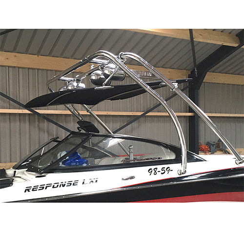 Reborn Thrust Wakeboard Tower, Forward or Rear Facing Install, Enhanced Strength Forward Mount, Universal Fit, Sleek Design, Multiple Color (Polished, White, Glossy Black)