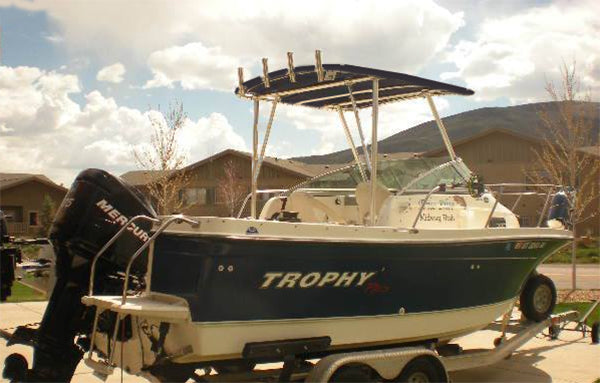 Dolphin Walk Around T-Top 2024 Upgrade Version, 3 Curve Frame Design, Marine Boat T Top with Tow Point & Navigation Light, for Walk Around Sport Cruisers