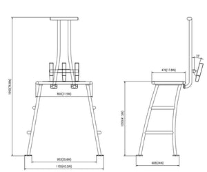 Dolphin Pro+ 42in H Poling Platform with Handle and 3 Rod Holders: Multiple Color - Anodized/Black/White Frame