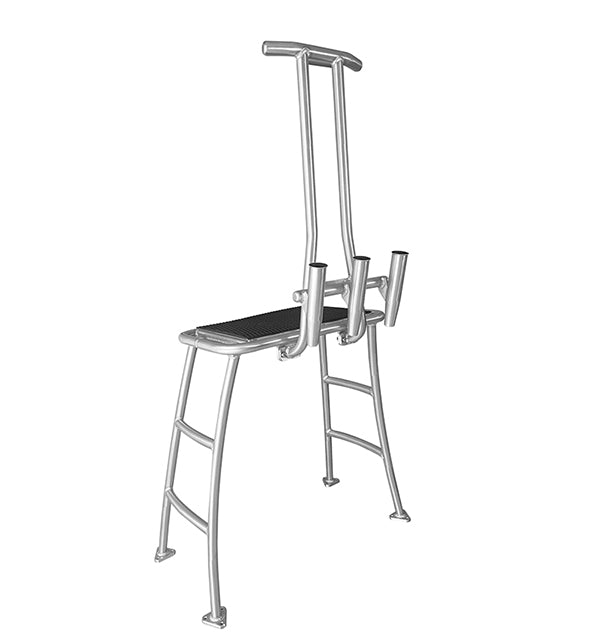 Dolphin Pro+ 42in H Poling Platform with Handle and 3 Rod Holders: Multiple Color - Anodized/Black/White Frame