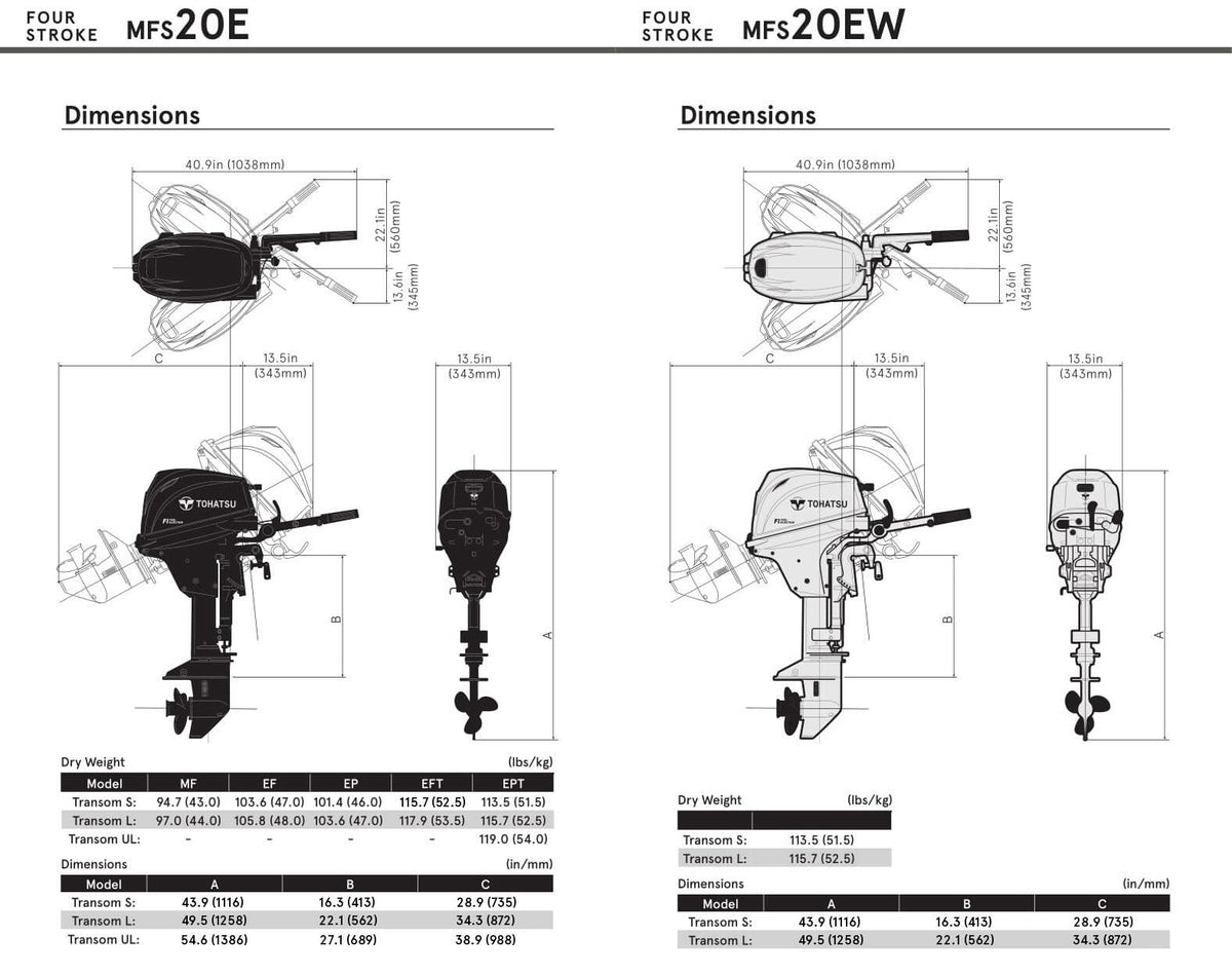 Tohatsu 4-Stroke 20HP Outboard Motor